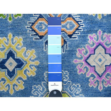 Load image into Gallery viewer, 5&#39;5&quot;x7&#39;9&quot; Ruddy Blue And Daisy White, All Over Colorful Caucasian Motifs Design, Hand Knotted, Fusion Kazak With Soft And Organic Wool, Oriental Rug FWR536076