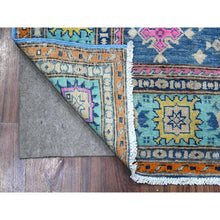 Load image into Gallery viewer, 5&#39;1&quot;x6&#39;4&quot; Bayern Blue, All Natural Wool, Caucasian Design, Colorful Fusion Kazak, Pure Wool, Oriental Rug FWR536082