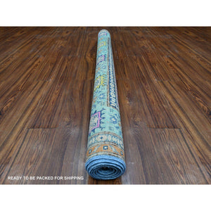 5'1"x6'4" Bayern Blue, All Natural Wool, Caucasian Design, Colorful Fusion Kazak, Pure Wool, Oriental Rug FWR536082