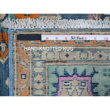 Load image into Gallery viewer, 5&#39;1&quot;x6&#39;4&quot; Bayern Blue, All Natural Wool, Caucasian Design, Colorful Fusion Kazak, Pure Wool, Oriental Rug FWR536082