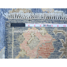 Load image into Gallery viewer, 2&#39;7&quot;x16&#39; Denim Blue, Afghan Angora Oushak With Colorful Village Elements All Over, Hand Knotted, Natural Dyes, Wool Weft, XL Runner Oriental Rug FWR536094