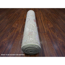 Load image into Gallery viewer, 3&#39;x11&#39;8&quot; Asparagus Green, Wool Weft With Natural Dyes, Afghan Angora Oushak, Tribal Floral And Tree Pattern All Over, Hand Knotted, Runner Oriental Rug FWR536142