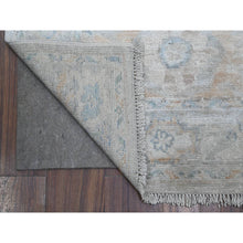 Load image into Gallery viewer, 3&#39;1&quot;x19&#39;10&quot; Gainsboro Gray, Hand Knotted Angora Oushak, Afghan Wool Weft, Vegetable Dyes, All Over Village Floral Design, Oversized Oriental Runner Rug FWR536148