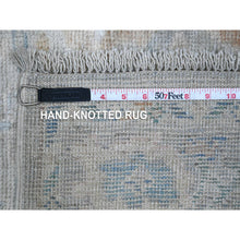 Load image into Gallery viewer, 3&#39;1&quot;x19&#39;10&quot; Gainsboro Gray, Hand Knotted Angora Oushak, Afghan Wool Weft, Vegetable Dyes, All Over Village Floral Design, Oversized Oriental Runner Rug FWR536148