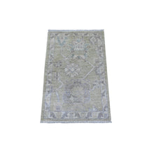 Load image into Gallery viewer, 2&#39;x3&#39; Olive Green, Tribal Elements All Over Design, Wool Foundation, Hand Knotted, Natural Dyes, Soft Pile, Afghan Angora Oushak, Mat Oriental Rug FWR536178