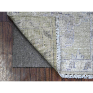 2'x3' Olive Green, Tribal Elements All Over Design, Wool Foundation, Hand Knotted, Natural Dyes, Soft Pile, Afghan Angora Oushak, Mat Oriental Rug FWR536178