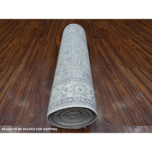 Load image into Gallery viewer, 2&#39;6&quot;x17&#39;9&quot; Medium Gray, Densely Woven Afghan Wool, Vegetable Dyes, Hand Knotted, Fine Peshawar with Ziegler Mahal Design, XL Runner Oriental Rug FWR536244