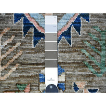 Load image into Gallery viewer, 3&#39;8&quot;x11&#39;4&quot; Cloud Gray, Hand Knotted, Pure And Soft Wool, Tribal Village Anatolian Design, Natural Dyes, Triple Medallion Design, Wide Runner Oriental Rug FWR536250