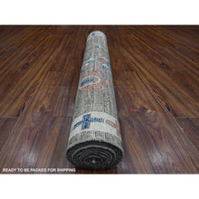 Load image into Gallery viewer, 3&#39;8&quot;x11&#39;4&quot; Cloud Gray, Hand Knotted, Pure And Soft Wool, Tribal Village Anatolian Design, Natural Dyes, Triple Medallion Design, Wide Runner Oriental Rug FWR536250