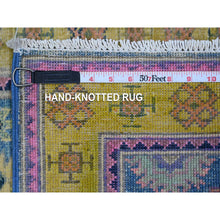 Load image into Gallery viewer, 2&#39;1&quot;x2&#39;6&quot; Medium Sapphire Blue, Vibrant Wool, Hand Knotted Caucasian Design, Fusion Kazak, Oriental Mat Rug FWR536328