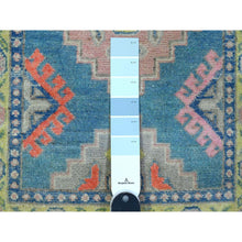 Load image into Gallery viewer, 2&#39;x2&#39;8&quot; Bdazzled Blue, Hand Knotted Organic Wool, Caucasian Medallion Design, Fusion Kazak, Mat Oriental Rug FWR536334