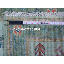 Load image into Gallery viewer, 2&#39;1&quot;x3&#39; Uranian Blue, Caucasian Design Fusion Kazak, Hand Knotted With Soft And Velvety Wool, Mat Oriental Rug FWR536352