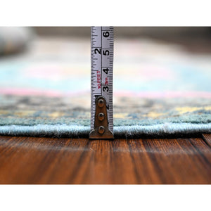 3'2"x4'10" Air Force Blue, Colorful Caucasian Design, Fusion Kazak, Hand Knotted Natural Wool, Oriental Rug FWR536388