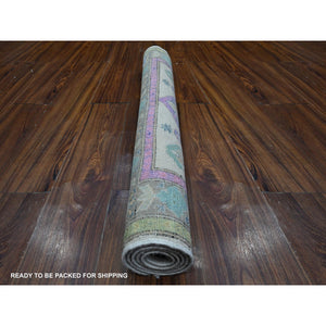 3'2"x4'8" Silk Gray, Soft And Shiny Wool, Hand Knotted, Caucasian Design, Colorful Fusion Kazak, Oriental Rug FWR536394