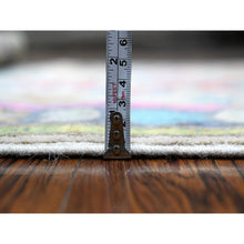 Load image into Gallery viewer, 3&#39;2&quot;x4&#39;8&quot; Silk Gray, Soft And Shiny Wool, Hand Knotted, Caucasian Design, Colorful Fusion Kazak, Oriental Rug FWR536394