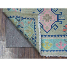 Load image into Gallery viewer, 2&#39;10&quot;x4&#39; Thunder Gray, Colorful Caucasian All Over Design, Hand Knotted Fusion Kazak, Pure And Soft Wool, Oriental Rug FWR536400