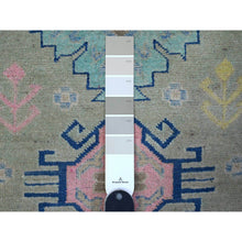 Load image into Gallery viewer, 2&#39;10&quot;x4&#39; Thunder Gray, Colorful Caucasian All Over Design, Hand Knotted Fusion Kazak, Pure And Soft Wool, Oriental Rug FWR536400