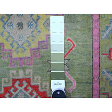 Load image into Gallery viewer, 2&#39;9&quot;x3&#39;10&quot; Terrapin Green, All Natural Wool, Hand Knotted Fusion Kazak, Triple Caucasian Motifs Design, Oriental Rug FWR536412