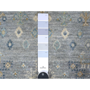 3'2"x4'10" Shadow Gray, Fine Kashkuli Gabbeh with Extra Soft Wool, Hand Knotted Small Animals and Human Figurines, Vegetable Dyes, Oriental Rug FWR536442