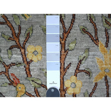 Load image into Gallery viewer, 2&#39;6&quot;x9&#39;6&quot; Pewter Gray, Borderless Birds of Paradise Design, Tree of Life Hand Knotted Afghan Peshawar Pure Wool, Vegetable Dyes, Runner Oriental Rug FWR536490