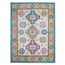 Load image into Gallery viewer, 8&#39;3&quot;x11&#39;2&quot; Smoke White, Hand Knotted Organic Wool, Caucasian Elements All Over Design, Fusion Kazak Oriental Rug FWR536502