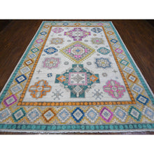 Load image into Gallery viewer, 8&#39;3&quot;x11&#39;2&quot; Smoke White, Hand Knotted Organic Wool, Caucasian Elements All Over Design, Fusion Kazak Oriental Rug FWR536502