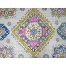 Load image into Gallery viewer, 8&#39;3&quot;x11&#39;2&quot; Smoke White, Hand Knotted Organic Wool, Caucasian Elements All Over Design, Fusion Kazak Oriental Rug FWR536502