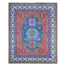 Load image into Gallery viewer, 8&#39;x10&#39;1&quot; Fire Brick Red, 100% Wool, Hand Knotted, Fusion Kazak, Pop Of Color, Caucasian Design, Oriental Rug FWR536508