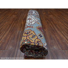 Load image into Gallery viewer, 9&#39;x12&#39;5&quot; Normandy Gray With Ivory Border, Hand Knotted All Over Tribal and Geometric Motifs, Velvety Wool, Natural Dyes, Afghan Super Kazak Oriental Rug FWR536532