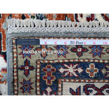 Load image into Gallery viewer, 9&#39;x12&#39;5&quot; Normandy Gray With Ivory Border, Hand Knotted All Over Tribal and Geometric Motifs, Velvety Wool, Natural Dyes, Afghan Super Kazak Oriental Rug FWR536532