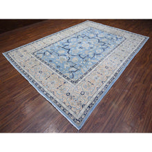 Load image into Gallery viewer, 8&#39;7&quot;x12&#39;2&quot; Jeans Blue, Zero Pile, Sheared Low, Shaved Down, Heriz Flower Medallion Design, 100% Wool Hand Knotted, Oriental Rug FWR536538