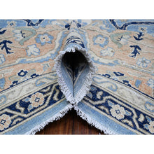 Load image into Gallery viewer, 8&#39;7&quot;x12&#39;2&quot; Jeans Blue, Zero Pile, Sheared Low, Shaved Down, Heriz Flower Medallion Design, 100% Wool Hand Knotted, Oriental Rug FWR536538