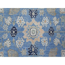 Load image into Gallery viewer, 8&#39;7&quot;x12&#39;2&quot; Jeans Blue, Zero Pile, Sheared Low, Shaved Down, Heriz Flower Medallion Design, 100% Wool Hand Knotted, Oriental Rug FWR536538