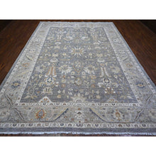 Load image into Gallery viewer, 9&#39;1&quot;x11&#39;9&quot; Ice Gray, Densely Woven, All Natural Wool, Fine Peshawar Heriz, Hand Knotted, Sickle Leaf Design, Oriental Rug FWR536544