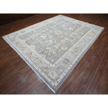 Load image into Gallery viewer, 9&#39;1&quot;x11&#39;9&quot; Ice Gray, Densely Woven, All Natural Wool, Fine Peshawar Heriz, Hand Knotted, Sickle Leaf Design, Oriental Rug FWR536544