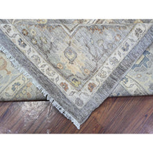 Load image into Gallery viewer, 9&#39;1&quot;x11&#39;9&quot; Ice Gray, Densely Woven, All Natural Wool, Fine Peshawar Heriz, Hand Knotted, Sickle Leaf Design, Oriental Rug FWR536544