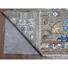 Load image into Gallery viewer, 10&#39;2&quot;x13&#39;6&quot; Pewter Gray, Shiny Wool, Soft Pile, Hand Knotted Vegetable Dyes, Karajeh All Over Geometric Design, Oriental Rug FWR536550