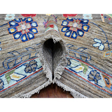 Load image into Gallery viewer, 10&#39;2&quot;x13&#39;6&quot; Pewter Gray, Shiny Wool, Soft Pile, Hand Knotted Vegetable Dyes, Karajeh All Over Geometric Design, Oriental Rug FWR536550