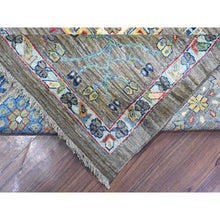 Load image into Gallery viewer, 10&#39;2&quot;x13&#39;6&quot; Pewter Gray, Shiny Wool, Soft Pile, Hand Knotted Vegetable Dyes, Karajeh All Over Geometric Design, Oriental Rug FWR536550