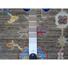 Load image into Gallery viewer, 10&#39;2&quot;x13&#39;6&quot; Pewter Gray, Shiny Wool, Soft Pile, Hand Knotted Vegetable Dyes, Karajeh All Over Geometric Design, Oriental Rug FWR536550