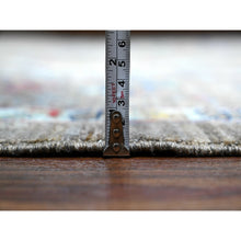 Load image into Gallery viewer, 10&#39;2&quot;x13&#39;6&quot; Pewter Gray, Shiny Wool, Soft Pile, Hand Knotted Vegetable Dyes, Karajeh All Over Geometric Design, Oriental Rug FWR536550