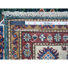 Load image into Gallery viewer, 6&#39;x9&#39; Deep Jungle Green With Seapearl White, Extra Soft Wool, Hand Knotted, Natural Dyes With Tribal Medallions Super Kazak Afghan Oriental Rug FWR536574