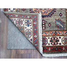 Load image into Gallery viewer, 2&#39;8&quot;x20&#39;10&quot; Battleship Gray, Hand Knotted Afghan Super Kazak with All Over Motifs, Natural Dyes, Extra Soft Wool XL Runner Oriental Rug FWR536592