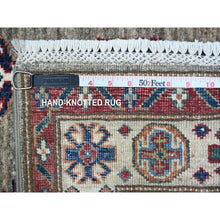 Load image into Gallery viewer, 2&#39;8&quot;x20&#39;10&quot; Battleship Gray, Hand Knotted Afghan Super Kazak with All Over Motifs, Natural Dyes, Extra Soft Wool XL Runner Oriental Rug FWR536592