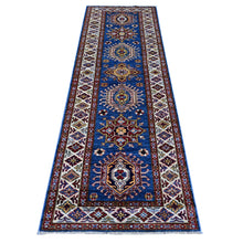 Load image into Gallery viewer, 2&#39;8&quot;x8&#39; Battleship Gray, Hand Knotted Afghan Super Kazak with All Over Motifs, Natural Dyes, Extra Soft Wool XL Runner Oriental Rug FWR536598