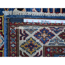 Load image into Gallery viewer, 2&#39;8&quot;x8&#39; Battleship Gray, Hand Knotted Afghan Super Kazak with All Over Motifs, Natural Dyes, Extra Soft Wool XL Runner Oriental Rug FWR536598