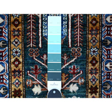 Load image into Gallery viewer, 2&#39;x5&#39;8&quot; Sacramento Green and Royal Blue, Velvety Wool, Natural Dyes, Hand Knotted Willow And Cypress Tree Design, Afghan Angora Oushak, Runner Oriental Rug FWR536622