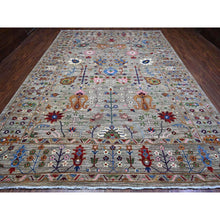 Load image into Gallery viewer, 10&#39;x13&#39;8&quot; Storm Gray, Hand Knotted Afghan Sultani All Over Floral Pattern, Soft and Vibrant Wool, Natural Dyes Oriental Rug FWR536682