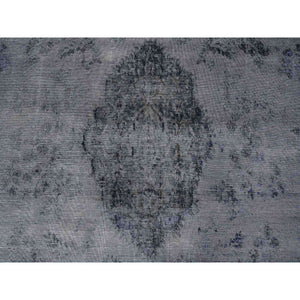 9'8"x12'6" Agreeable Gray, Distressed Look Worn Wool, Professionally Secured Ends, Hand Knotted, Vintage Persian Kerman, Clean And Soft, Cropped Thin, Oriental Rug FWR536712