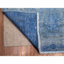 Load image into Gallery viewer, 9&#39;8&quot;x12&#39;10&quot; Lowes Blue, Hand Knotted, Worn Pile, Pure Wool, Erased Design, Sheared Down, Sides And Ends Secured Professionally, Cleaned Vintage Persian Kerman, Oriental Rug FWR536718